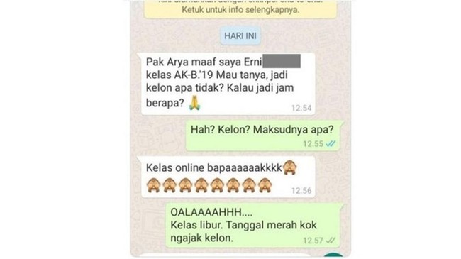 Gawat nih guys bisa-bisa jadi salah pengertian nanti kalau chatnya disingkat-singkat. Ada yang pernah kayak gini? Foto: Twitter