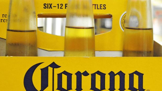 Corona beer, a Constellation Brands product is seen at The Liquor Locker, Tuesday, July 1, 2008 in Gloucester, Mass. Constellation Brands posted a sharply higher profit in the first quarter on strong wine sales. (AP Photo/Lisa Poole)