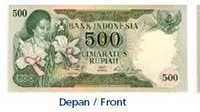 Uang Rp 500 Tahun Emisi 1977 gambar Rachmi Hatta dengan Anggrek Vanda. (dok. bi.go.id)