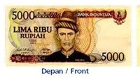 Uang kertas pecahan Rp 5.000 dicetak 1986.