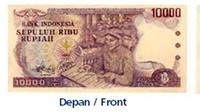 Uang kertas pecahan Rp 10000 dicetak tahun 1979.