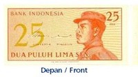 Uang kertas pecahan Rp 0,25 atau 25 sen saat era Dwikora.