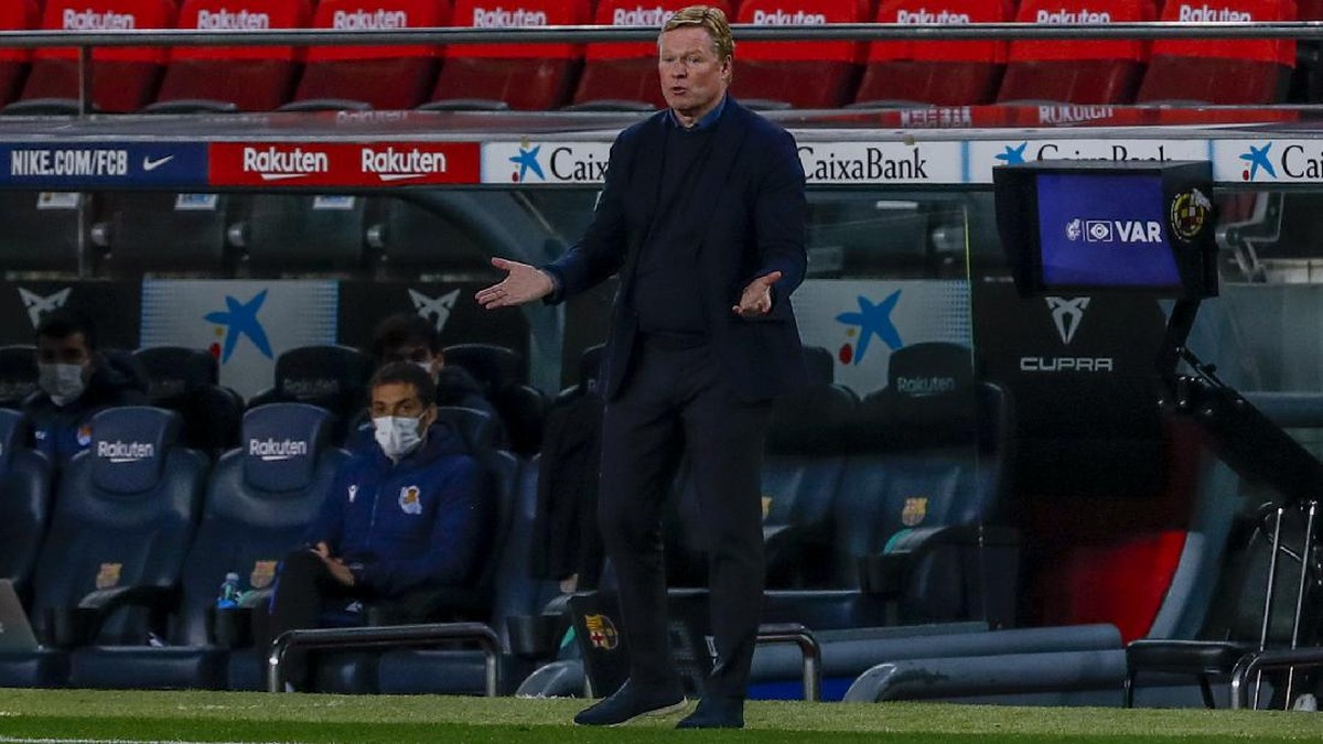Ronald Koeman mengomentari kemenangan Barcelona atas Real Sociedad. (Foto: AP/Joan Monfort)