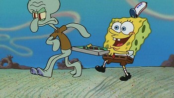 Episode pizza dari Krusty Krab di film Spongebob keluar 21 tahun lalu. Foto: via Bored Panda