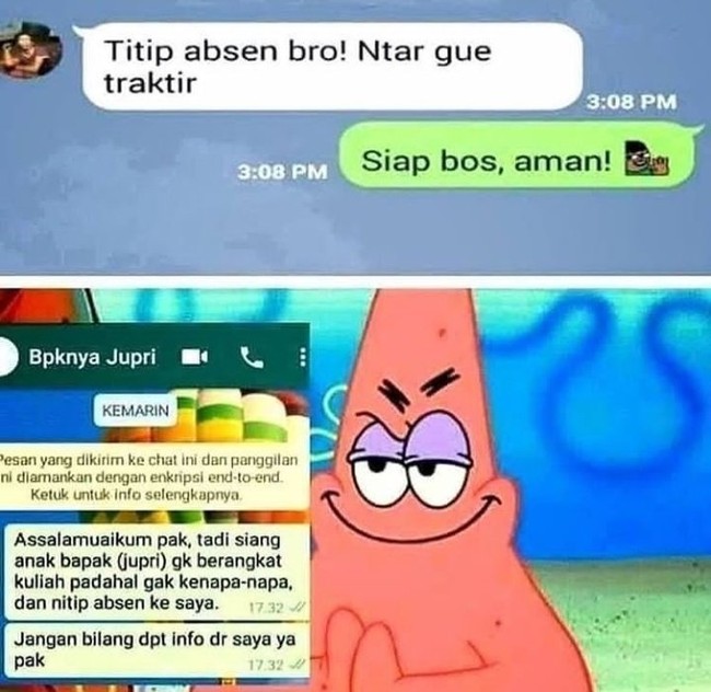 Hati-hati nih kalo punya temen macam gini. Kalau sampe diaduin ke orangtua kan gawat, bisa jadi perang dunia ke-3 nih ntar.. Foto: Twitter/@txtdariwasap