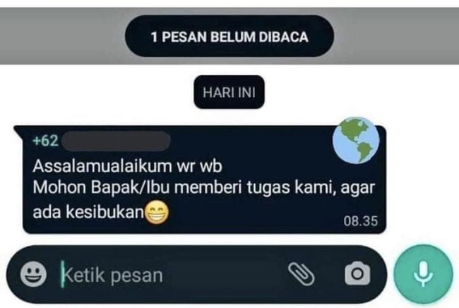 Definisi nggak suka nganggur, sampe minta dikasih tugas. Ada-ada aja memang.. Foto: Twitter/@txtdaripelajar