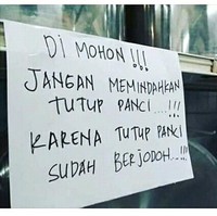 Tutup panci aja udah ketemu sama jodohnya nih. Kalau kamu sudah nemuin jodohmu belom? Foto: Twitter/@nocontextwarung