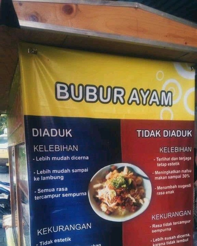 Lengkap banget sampai ada kelebihan dan kekurangannya. Kalian tim mana nih? Foto: Twitter/@nocontextwarung