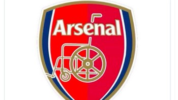 Logo baru Arsenal bukan lagi meriam melainkan kursi roda. Foto: istimewa