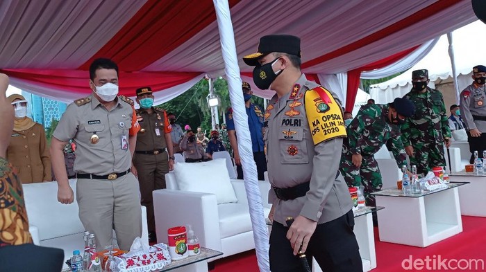 Apel pengamanan Natal 2020 dan Tahun Baru 2021 di Monas (Wilda Hayatun Nufus/detikcom).