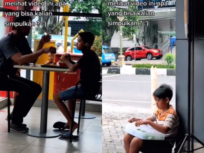 Bocah makan dan jualan di restoran Nyesek! Pemandangan 2 Bocah Asyik Makan dan Jualan Makanan di Resto