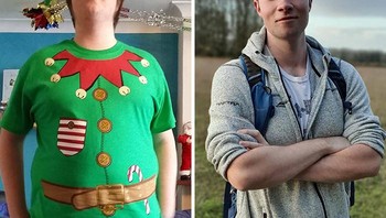 Foto saat berusia 18 dan kini 23 tahun. Masa lalu mencari cara menyembunyikan double chin. Foto: Boredpanda