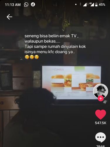 Beli Hadiah TV Buat Ibu, Ternyata Tayangannya Menu KFC