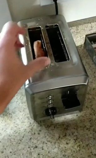 Seorang Pria Menghangatkan Pizza Pakai Toaster