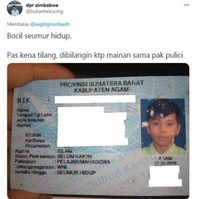 Muka si pemilik KTP-nya awet muda banget ya. Nggak heran deh sering dikira KTP mainan sama polisi. Foto: Twitter/@bukantaikucing