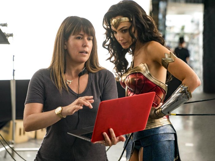 This image released by Warner Bros. Entertainment shows director Patty Jenkins, left, with actress Gal Gadot on the set of 