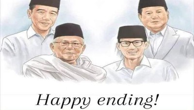 Viral Meme Happy Ending Jokowi-Maruf dan Prabowo-Sandi
