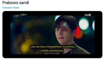 Meme adegan drama Korea Start Up tidak ketinggalan. Ucapan Han Ji Pyeong kena banget. Bersatulah dengan lawan kita (Twitter)