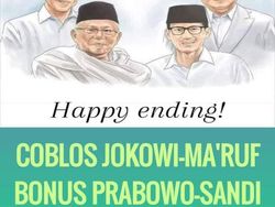 Viral Meme Happy Ending Jokowi-Maruf dan Prabowo-Sandi