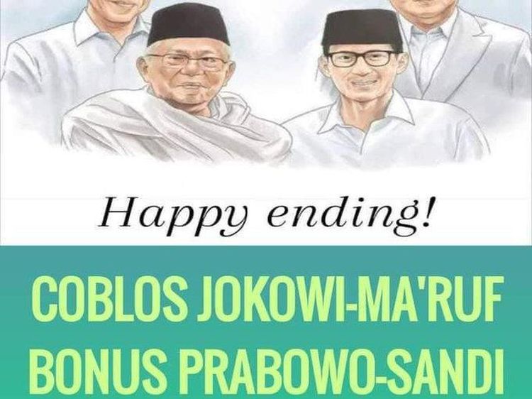 Viral Meme Happy Ending Jokowi-Maruf dan Prabowo-Sandi
