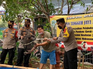 Polres Pelabuhan Tj Priok Bagi Sembako hingga Panen Ikan di Kampung Tangguh