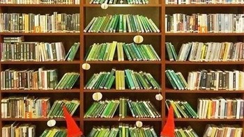Punya koleksi puluhan buku? Bisa nih coba dibentuk bagaikan pohon Natal. (Foto: boredpanda)