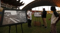 Pewarta Foto Indonesia (PFI) Aceh menggelar pameran foto untuk memperingati 16 tahun bencana tsunami di Stadion Harapan Bangsa. Irwansyah Putra/Antara Foto.