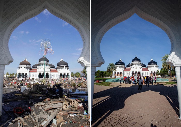 Gempa dan tsunami memporakporandakan Acah pada 26 Desember 2004 silam. Kini bumi Serambi Mekkah itu mulai pulih dan terus membangun diri.