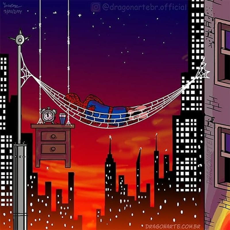 Ilustrasi superhero saat sedang libur