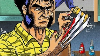 Wolverine kalau libur sibuk mengecat kuku dan cakarnya. Cyclops pun sampai pangling. Foto: Lucas Nascimento via Bored Panda