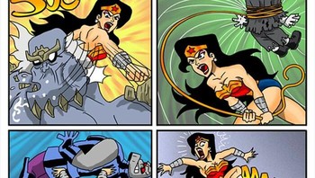 Wonder Woman bisa mengalahkan semua musuh jahat, tapi masih takut sama tikus. Foto: Lucas Nascimento via Bored Panda