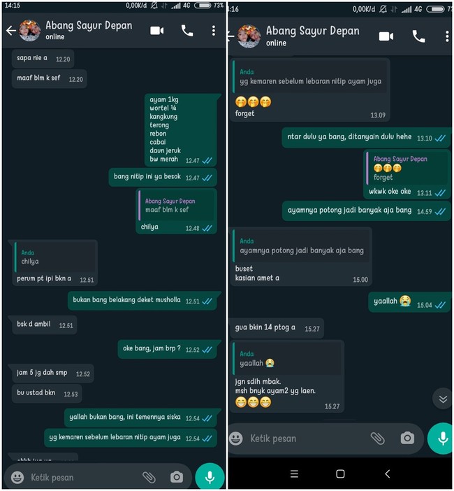 Tukang sayurnya nggak tega kalau ayamnya dipotong-potong banyak. Ada-ada aja ulah tukang sayurnya deh.. Foto: Twitter/@cabeygoceng