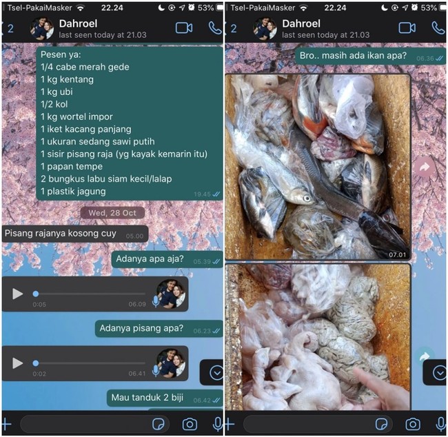 Gaul banget nih si tukang sayurnya. Chat-chatannya pakai cuy dan bro segala. Foto: Twitter/@aiiabon