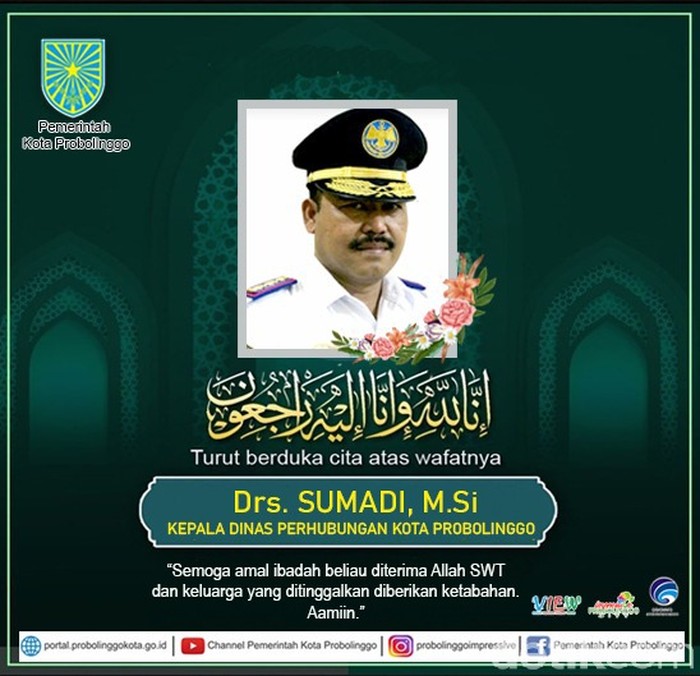 Kadishub Kota Probolinggo Sumadi meninggal positif COVID-19