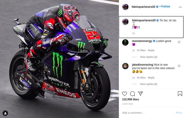 Quartararo Tunggangi Motor Warisan Rossi