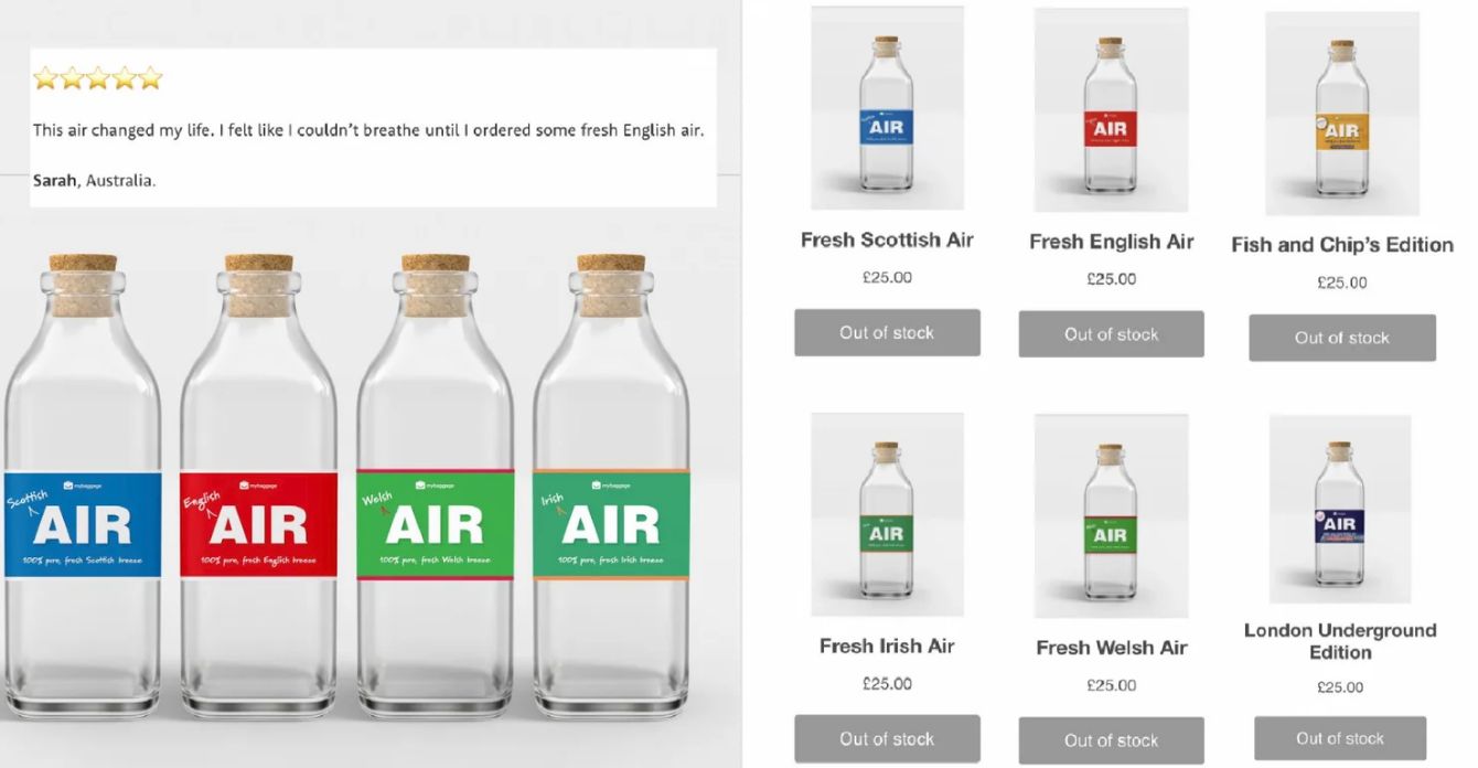 Udara dalam botol dijual ratusan ribu rupiah.