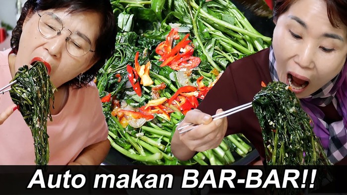 orang korea makan cah kangkung Orang Korea Lahap Makan Cah Kangkung