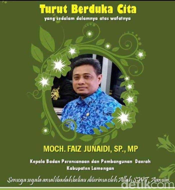 Kepala Bappeda Lamongan Meninggal Dunia Terkonfirmasi COVID-19