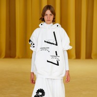 Prada menampilkan coat dengan dipadukan busana motif yg playful untuk koleksi spring/summer 2021.