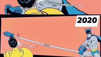 Meme Batman klasik ini dirombak agar mengikuti aturan social distancing. Foto: Twitter