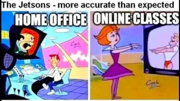 Serial The Jetsons yang tayang tahun 1960-an berhasil meramal kehidupan di tahun 2020 yang semuanya serba online. Foto: Twitter