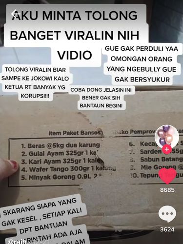 Isi Paket Sembako Tak Sesuai Catatan, Wanita Ini Berharap Videonya Viral