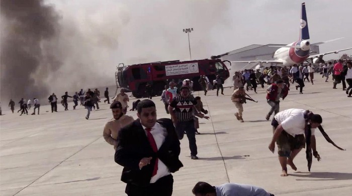 Kondisi Bandara Yaman Usai Ledakan Ledakan terjadi di Bandara Internasional Aden, Yaman, Rabu (30/12/2020) waktu setempat. Ledakan terjadi beberapa saat setelah pesawat yang membawa menteri pemerintah baru mendarat di bandara.