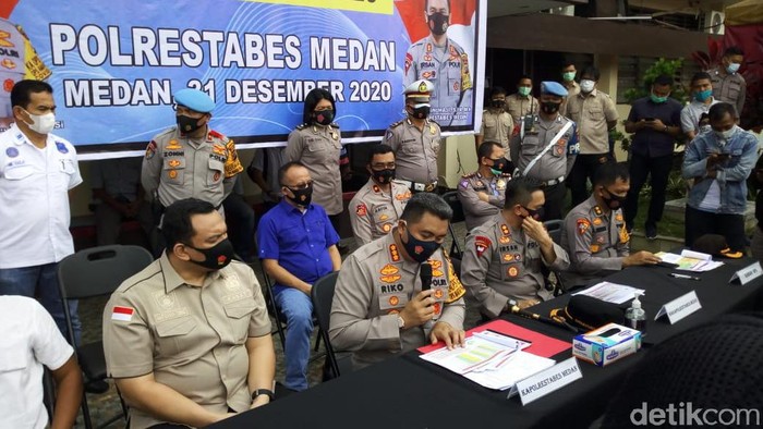 Polrestabes Medan mengungkap penanganan keamanan sepanjang 2020 (Datuk Haris/detikcom)