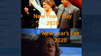 Salah satu meme tentang tahun 2020, dimulai dengan kegembiraan diakhiri dengan kesedihan terkait pandemi Corona. Foto: Twitter