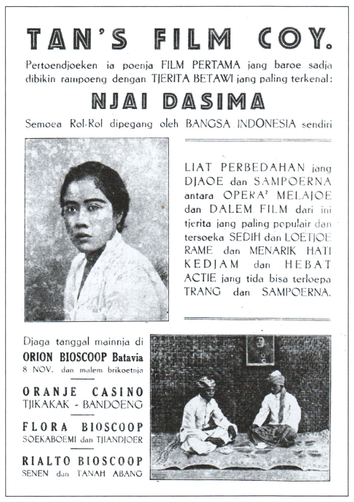 Poster Film 'Njai Dasima' rilisan tahun 1929. (Public Domain/Biran, Misbach Yusa dalam Sejarah Film 1900-1950/Wikimedia Commons)