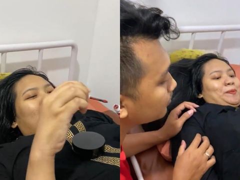 Momen melahirkan ibu yang memakai makeup