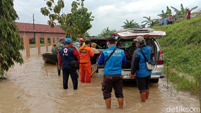 Lokasi kejadian tanggul Sungai Gelis jebol di Desa Pasuruan Lor, Kecamatan Jati, Kudus, Sabtu (2/1/2021).