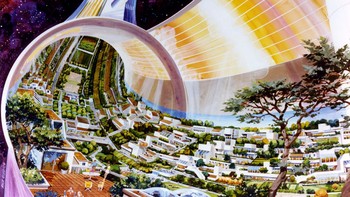 Tampilan cutaway koloni Torus yang menampilkan interiornya. Di sini terlihat jelas bagaimana desain rumah luar angkasa yang futuristik yang dibayangkan oleh orang tahun 1970-an. Foto: NASA Ames Research Center