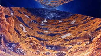 Sebagai bagian dari studi ini, NASA menugaskan seniman untuk menciptakan rendering konsep koloni luar angkasa yang mereka pelajari. Foto: NASA Ames Research Center